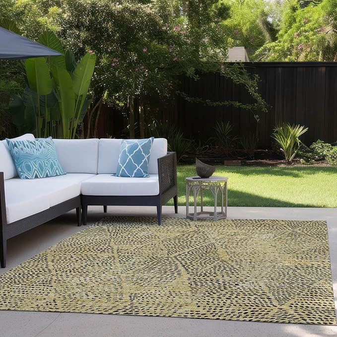 Addison Rugs Chantille ACN591 Gold 3' x 5' Indoor Outdoor Area Rug, Easy Clean, Machine Washable, Non Shedding, Bedroom, Living Room, Dining Room, Kitchen, Patio Rug