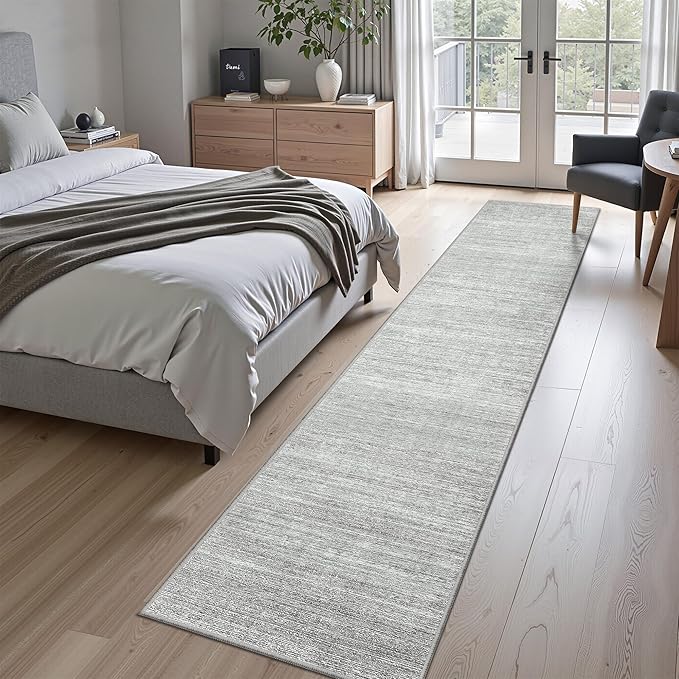 Valenrug Washable Rugs 2x10 - Stain Resistant 2x10 Area Rugs for Living Room, Non Slip Backing Large Area Rugs for Bedroom, Folable Machine Washable Area Rug (2'x10', Grey)