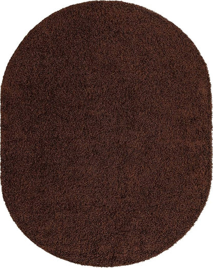 Unique Loom Solid Shag Collection Area Rug (8' x 10' Oval, Chocolate Brown)