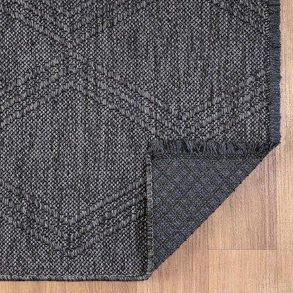 LUXE WEAVERS Modern Farmhouse Smoke 9x12 Washable Area Rug, Anti-Slip Diamond Pattern Carpet