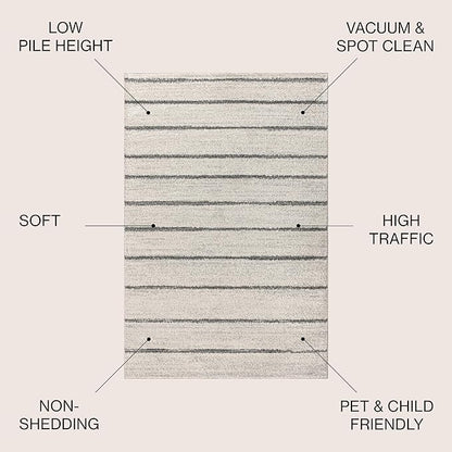 JONATHAN Y Williamsburg Minimalist Stripe Cream/Gray Indoor Area Rug, 5x8, Contemporary, Modern, Easy-Cleaning for Living Room, Bedroom, Kitchen, Pet Friendly, Non-Shedding (MOH201A-5)