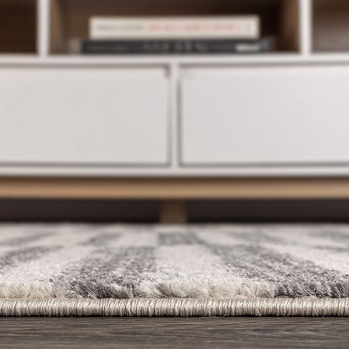 JONATHAN Y Lyla Offset Stripe Gray/Cream Indoor Area Rug, 5x8, Contemporary, Modern, Easy-Cleaning for Living Room, Bedroom, Kitchen, Pet Friendly, Non-Shedding (MOH204A-5)