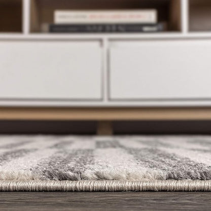 JONATHAN Y Lyla Offset Stripe Gray/Cream Indoor Area Rug, 3x5, Contemporary, Modern, Easy-Cleaning for Living Room, Bedroom, Kitchen, Pet Friendly, Non-Shedding (MOH204A-3)