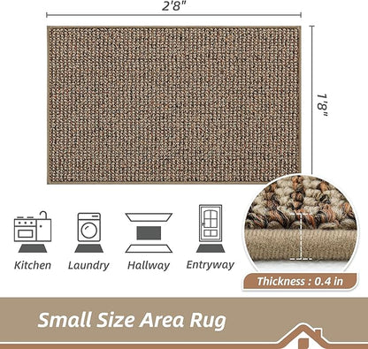 BEQHAUSE 20"x32" Entryway Rug Indoor Door Mat Non-Slip Washable, Hallway Rugs Absorbent & Stain Resist Hall Carpet Runner Rugs for Entryway, Front Door Floor Mats Laundry Room Rugs for Entry, Taupe