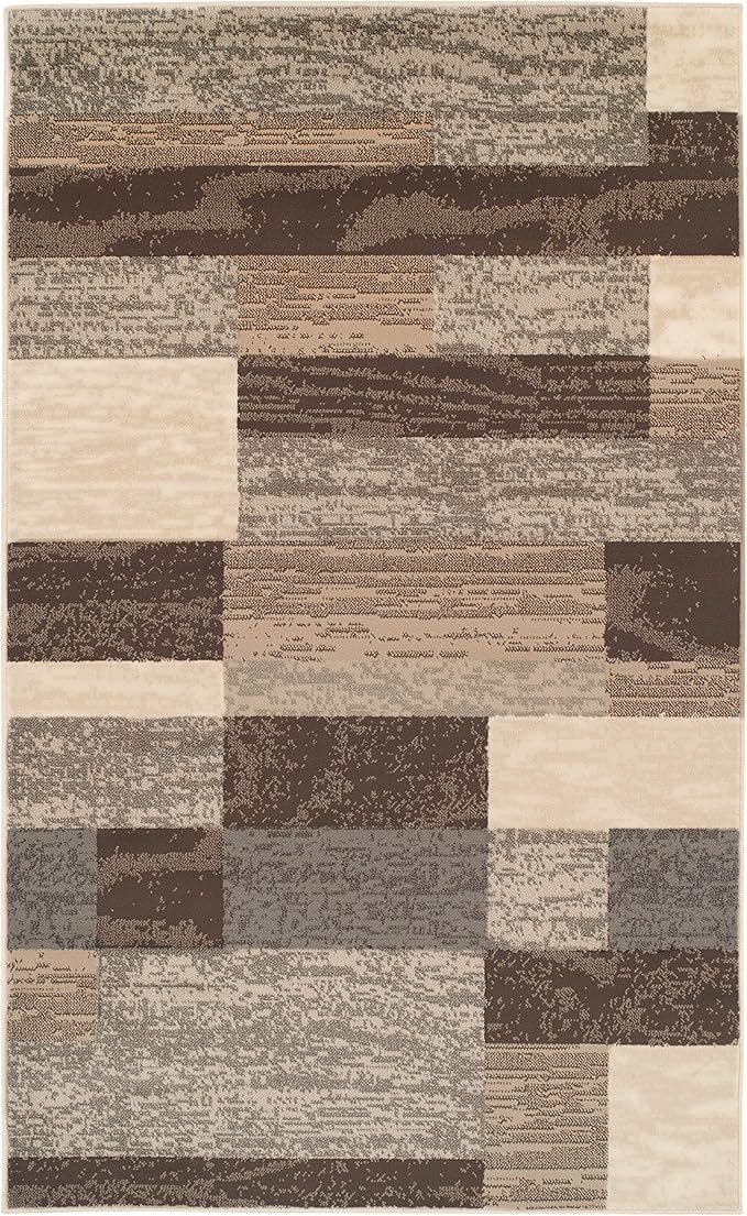 Superior Indoor Area Rug, Jute Backing, Plush Modern Rugs for Entryway, Kitchen Floors, Office Floor Cover, Color Block Rugs, Rockwood Collection, 6' x 9', Slate