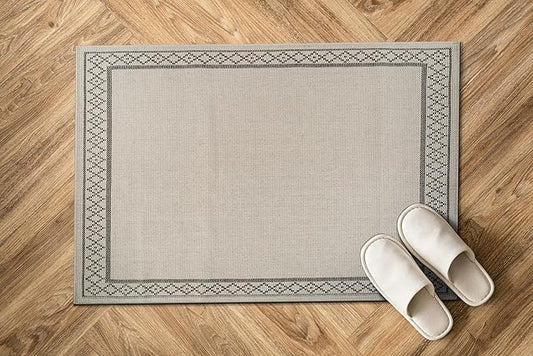 Easy Jute Rugs 2x3 Frame Bone Color Living Room Indoor Outdoor Door Mat for Patio and Kitchen Rug High Traffic Washable Easy to Clean Solid Boho Woven Design Carpet (2 x 3)