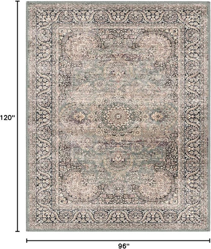 8x10 Area Rug Non Slip Boho Large Rug Entryway Indoor Mat Machine Throw Bedside Rug for Living Room Bedroom Kitchen (Olive Charcoal)