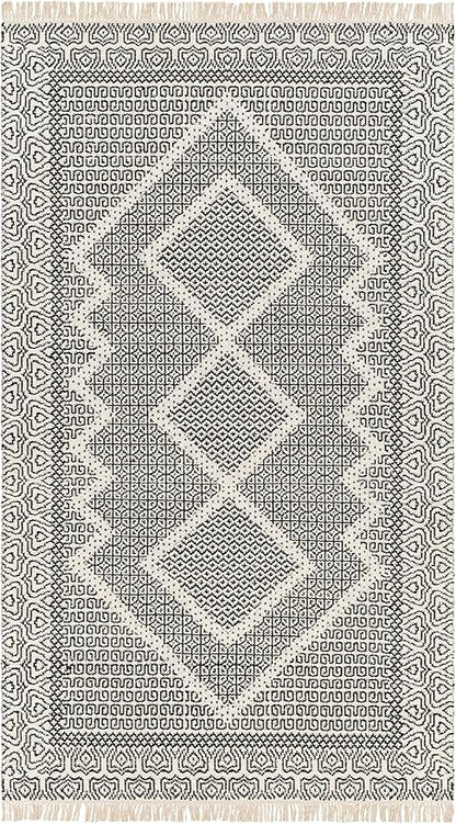 Mark&Day Wool Rugs, 6x9 Nishnabotny Cottage Dark Gray Area Rug, Grey Beige Carpet for Living Room, Bedroom or Kitchen (6' x 9')