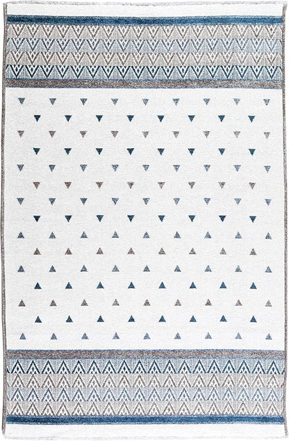 Alfa Rich 4x6 Blue Cream Off White Washable Area Rugs for Living Room Bedroom Kitchen Decor Cotton