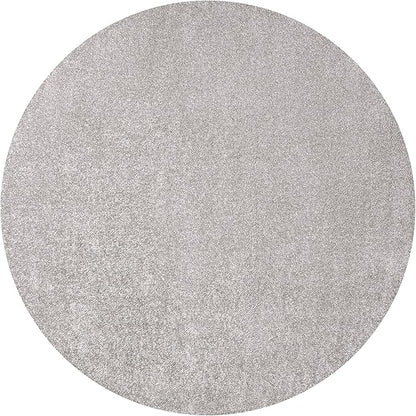 Eyely UES100K-5R Supersoft Haze Solid Low-Pile Indoor Area Rug Casual;Contemporary;Solid;Traditional, Bedroom, Kitchen, Living Room, Easy-Cleaning, Non-Shedding, 5' Round, Light Gray
