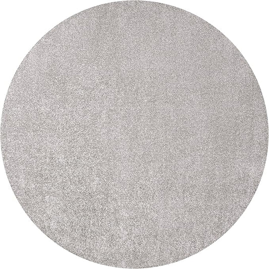 Eyely UES100K-5R Supersoft Haze Solid Low-Pile Indoor Area Rug Casual;Contemporary;Solid;Traditional, Bedroom, Kitchen, Living Room, Easy-Cleaning, Non-Shedding, 5' Round, Light Gray
