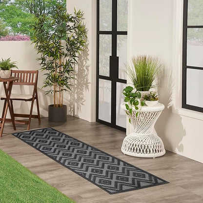 Nourison Home Versatile Charcoal Black 2' x 6' Area Rug - Easy Clean, Non Shedding, Bed Room, Living Room, Dining Room, Kitchen (6' Runner)