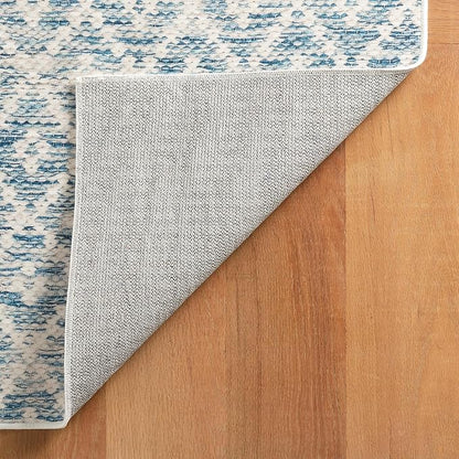 Dash & Albert Melange Diamond Blue Machine Washable Rug, 9.5 X 13.5 Feet, Blue Geometric Pattern