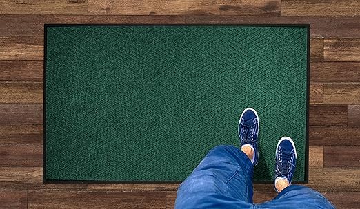 WaterHog Diamond | Commercial-Grade Entrance Mat with Rubber Border – Indoor/Outdoor, Quick Drying, Stain Resistant Door Mat (Evergreen, 3' x 6')