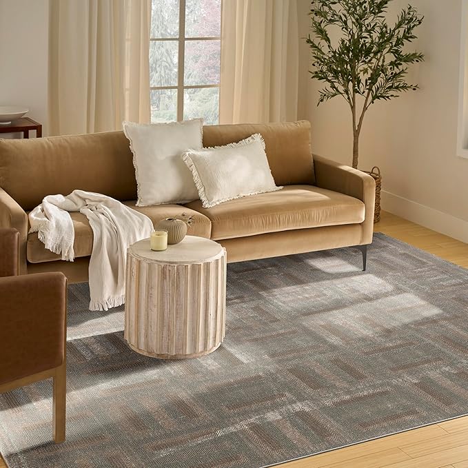 Nourison Home Nordic Grey Multicolor 8' x 10' Scandinavian Area Rug - Easy Clean, Non Shedding, Bed Room, Living Room, Dining Room, Kitchen (8' x 10')