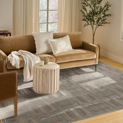 Nourison Home Nordic Grey Multicolor 8' x 10' Scandinavian Area Rug - Easy Clean, Non Shedding, Bed Room, Living Room, Dining Room, Kitchen (8' x 10')
