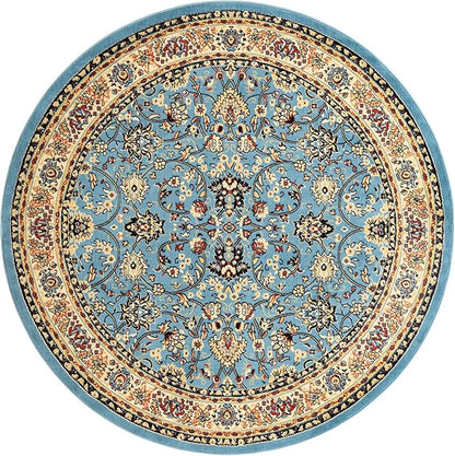 Unique Loom Sialk Hill Collection Area Rug - Washington (7' 10" Round Light Blue/Navy Blue)