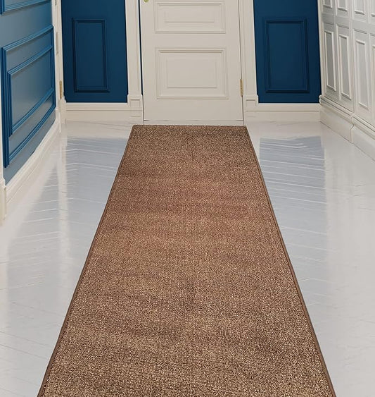 Custom Made Runner Rug Low Pile with Rubber Backing for Kitchen Foyer Hallway Entry Choose Your Length Size 31 Inch Wide Solid and Plain Brown Color (5 feet x 31 Inch)