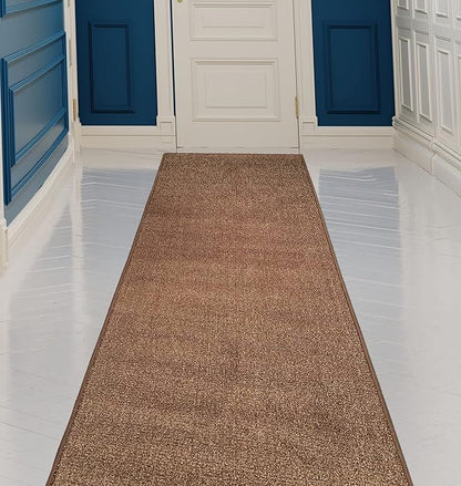 Custom Made Runner Rug Low Pile with Rubber Backing for Kitchen Foyer Hallway Entry Choose Your Length Size 31 Inch Wide Solid and Plain Brown Color (3 feet x 31 Inch)