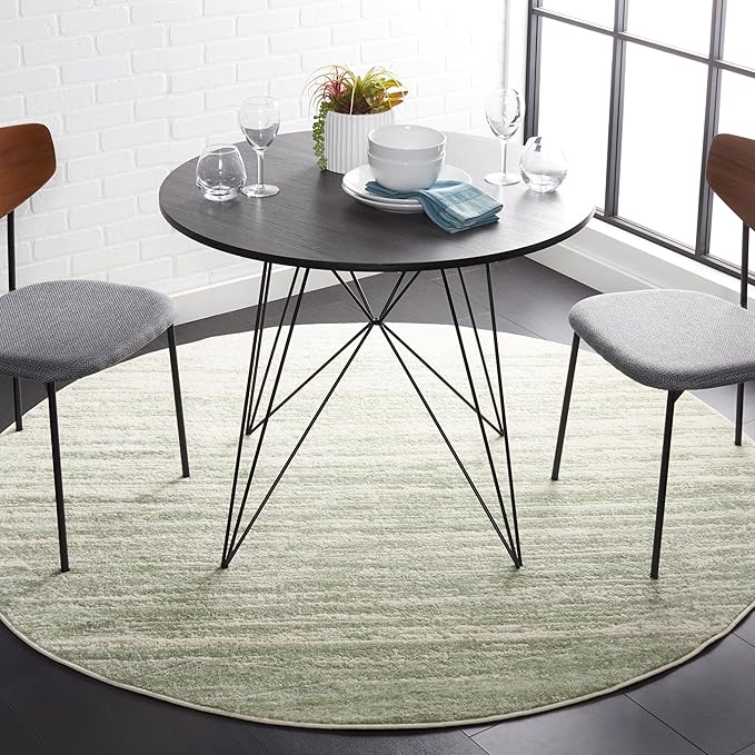 SAFAVIEH Adirondack Collection Area Rug - 6' Round, Sage & Ivory, Modern Ombre Design, Non Shedding & Easy to Clean, Ideal for Living Room, Bedroom, Office, Dining Space (ADR113X)