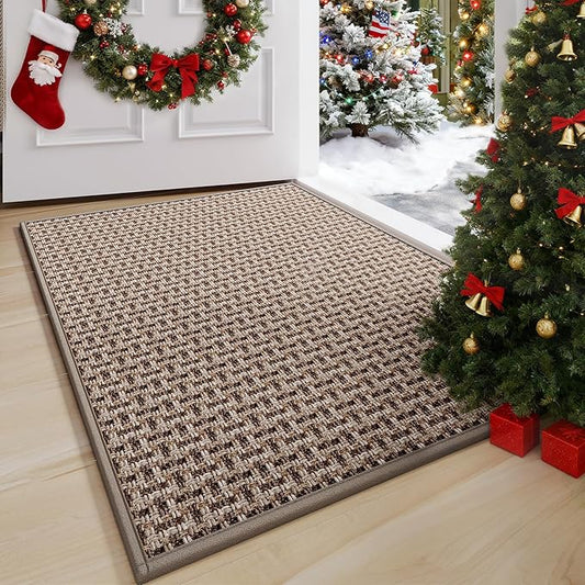Door Mat Entrance 24x35, Dirt Resistant and Absorbent, Non-Slip Rubber Backing Floor Mats, Easy Clean Low-Profile Doormat for Entryway, Front Door, Inside Entrance, Black