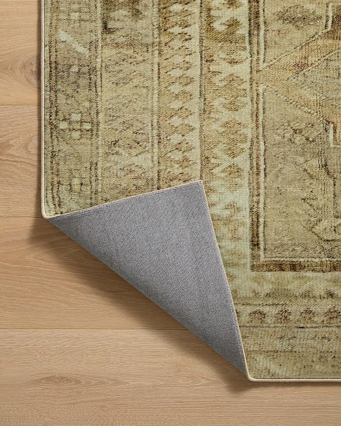 Loloi Magnolia Home by Joanna Gaines Sinclair Collection SIN-02 Khaki/Tobacco 2'-3" x 11'-6", .25" Pile Height, Machine Washable, Runner Rug