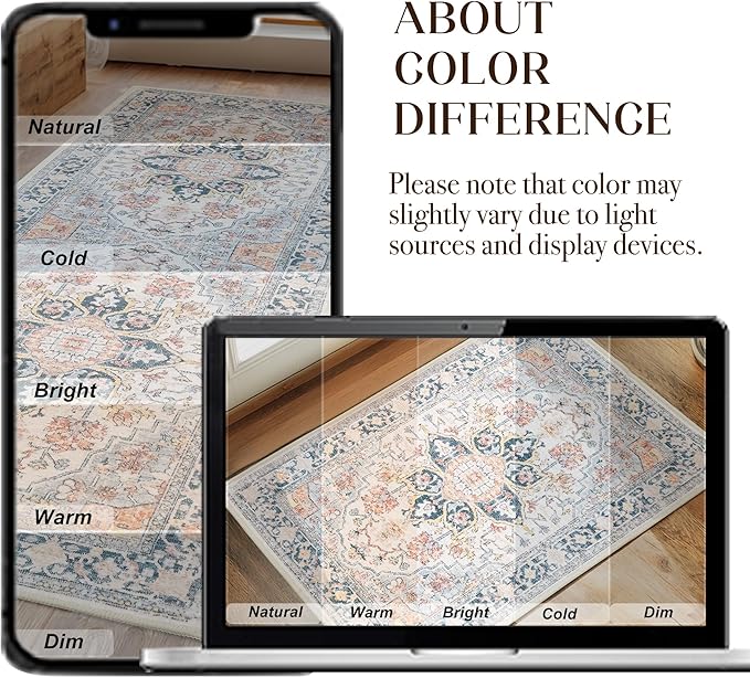 XWZO Runner Rug 2x10ft for Long Hallways, Washable Non-Slip Low Pile Area Rug with Rubber Backing, Spill Resistant Soft Vintage Floor Carpet for Kitchen Entryway Stair Landing Living Room, Colorful