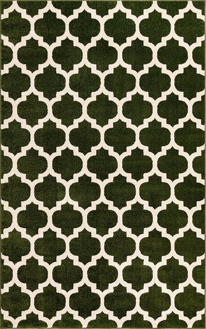Rugs.com Lattice Collection Rug – 5' x 8' Dark Green Medium Rug Perfect for Bedrooms, Dining Rooms, Living Rooms