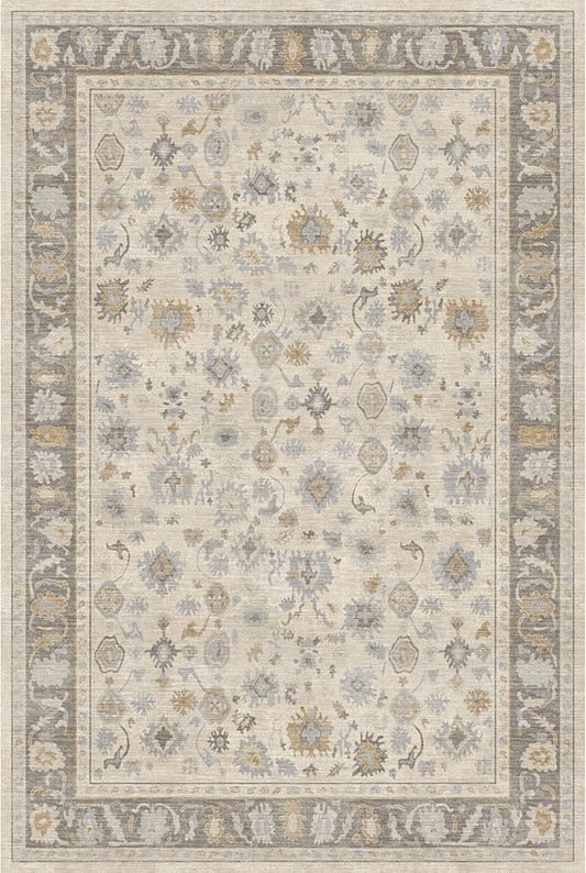 Kuden 6x9 Area Rug, Machine Washable Area Rug with Non-Slip Backing, Vintage Style, Soft, Easy Clean, Low Pile Rug for Living Room, Bedroom, Dining Room