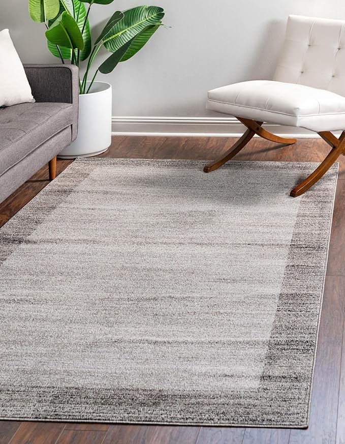 Rugs.com Angelica Collection Rug – 7' x 10' Light Gray Medium Rug Perfect for Bedrooms, Dining Rooms, Living Rooms