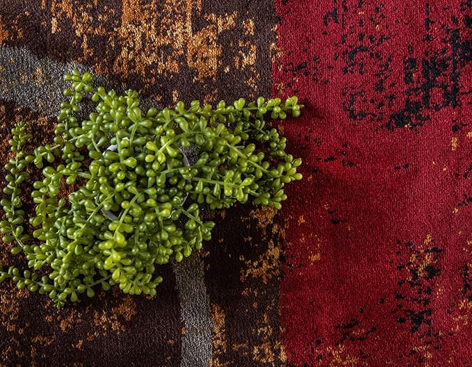 Unique Loom Barista Collection Area Rug - Kouillou (6' 1" x 9' Rectangle, Multi/ Brown)