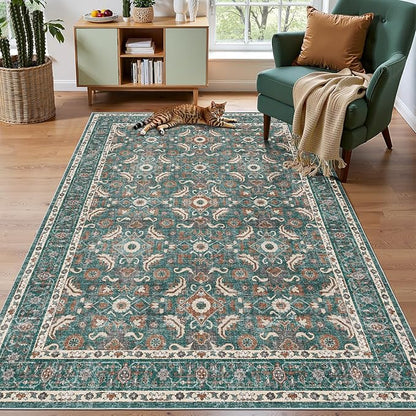 WITSHOCK Living Room Area Rugs 5x8: Soft Non-Slip Backing Washable Rugs Vintage Large Carpet for Bedroom Office Dining Room Kitchen Stain Resistant Home Decor Rug