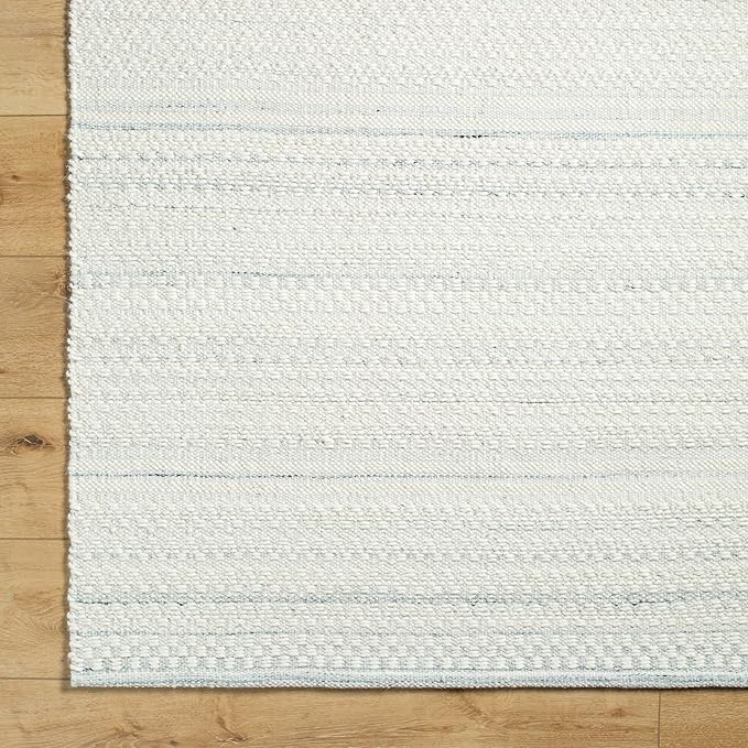 Mark&Day Wool Rugs, 2x8 Precious Solid and Border Cream/Light Slate Runner Area Rug, Cream Grey Carpet for Hallway, Kitchen, Bedroom or Living Room (2'6" x 8' Runner)