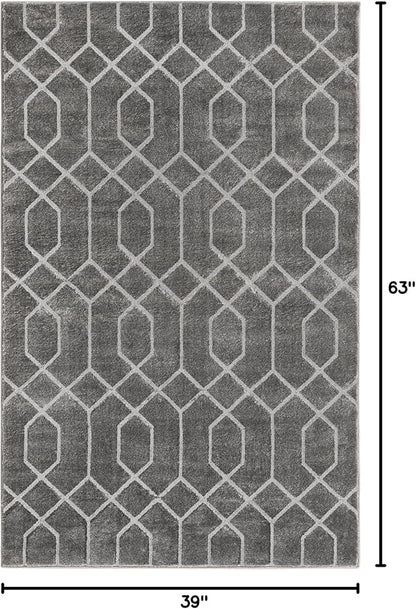 Marilyn Monroe Glam Collection Area Rug - Trellis (3' 3" x 5' 3" Rectangle, Gray Silver/ Silver)
