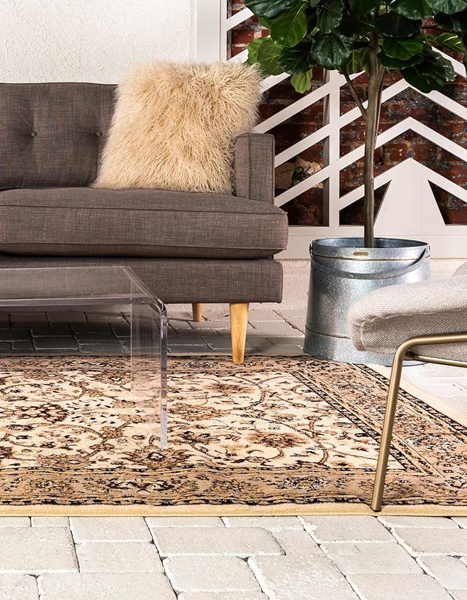 Rugs.com Yasmin Collection Rug – 5' x 8' Ivory Medium Rug Perfect for Bedrooms, Dining Rooms, Living Rooms