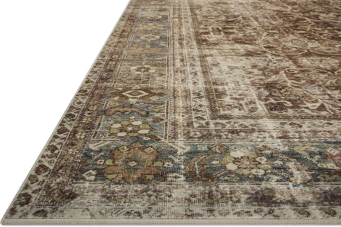 Loloi Magnolia Home by Joanna Gaines Sinclair Collection SIN-01 Rust/Lagoon 2'-3" x 3'-9", .25" Pile Height, Machine Washable, Accent Rug