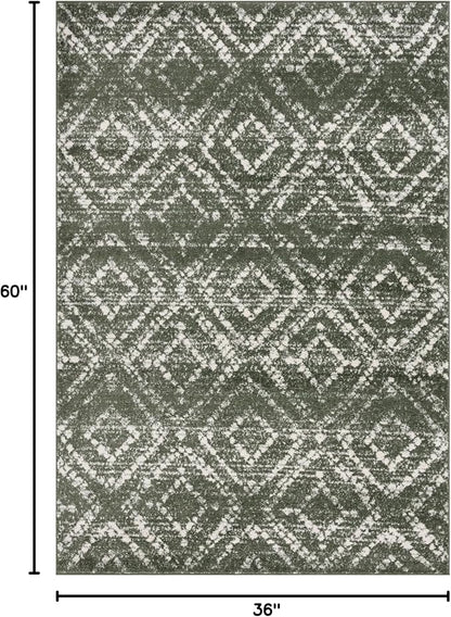 SAFAVIEH Adirondack Collection Area Rug - 3' x 5', Dark Green & Ivory, Geometric Design, Non-Shedding & Easy Care, Ideal for High Traffic Areas in Living Room, Bedroom, Dining (ADR131E-3)