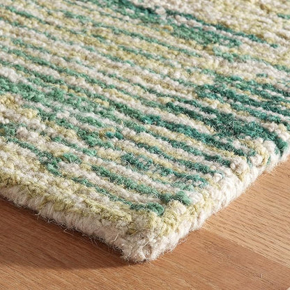 Dash & Albert Ladycross Green Hand Hooked Wool Rug, 7.5 X 9.5 Feet, Green Graphic Pattern