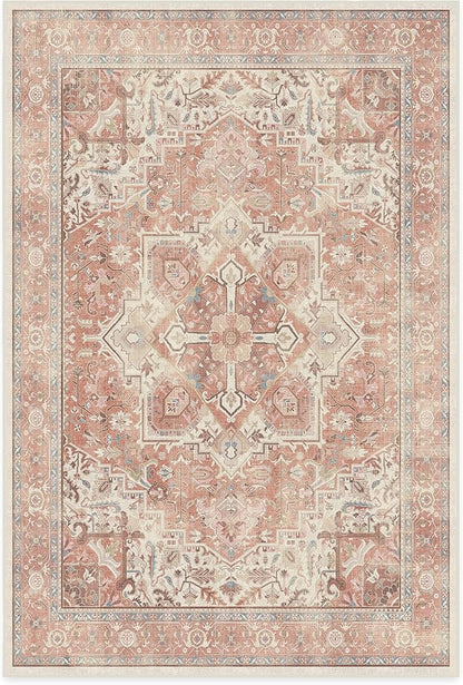 RUGGABLE Washable Area Rug – Kamran Rose Pink 6x9, Stain-Resistant, Non-Slip – Medium Machine Washable Rugs for Living Room, Bedroom, Hallway, Entryway & Office–with Cushioned Pad