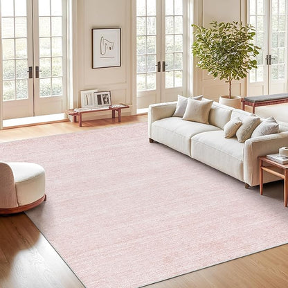 Valenrug Washable Rugs 8x10 - Non Slip 8x10 Area Rugs for Living Room, Stain Resistant Area Rugs for Bedroom, Foldable Machine Washable Area Rug(8'x10', Light Pink)
