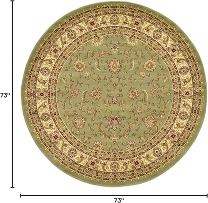 Unique Loom Voyage Collection Traditional Oriental Classic Intricate Design Area Rug (6' 0 x 6' 0 Round, Green/Ivory)