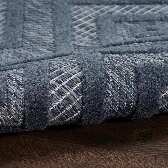 Nourison Home Versatile Navy Blue 6' x 9' Area Rug - Easy Clean, Non Shedding, Bed Room, Living Room, Dining Room, Kitchen (6' x 9')
