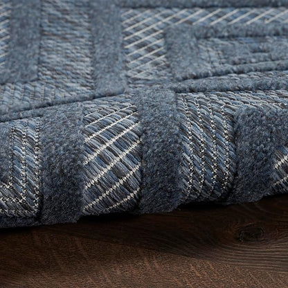 Nourison Home Versatile Navy Blue 7' x 10' Area Rug - Easy Clean, Non Shedding, Bed Room, Living Room, Dining Room, Kitchen (7' x 10')