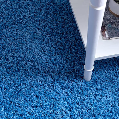 Unique Loom Solid Shag Collection Area Rug (5' Round Periwinkle Blue)