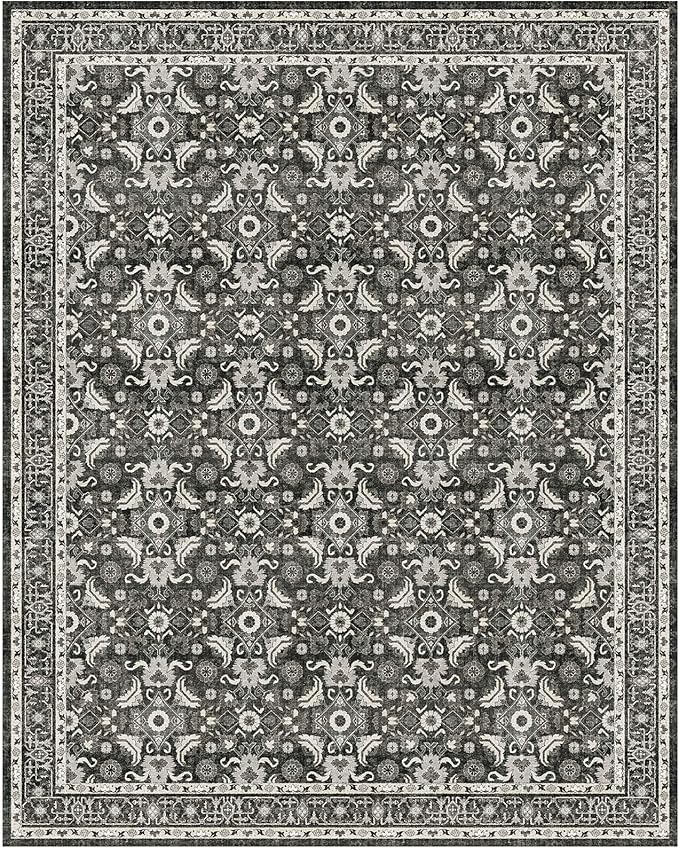 WITSHOCK Living Room Area Rugs 8x10: Soft Non-Slip Backing Washable Rugs Vintage Large Carpet for Bedroom Office Dining Room Kitchen Stain Resistant Home Decor Rug