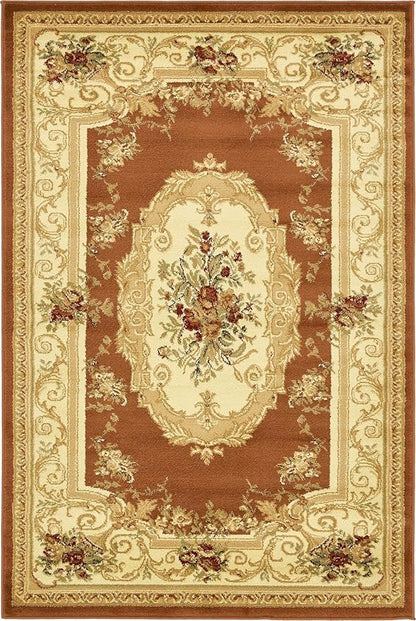 Rugs.com Chateau Collection Rug – 4' x 6' Brick Red Medium Rug Perfect for Entryways, Kitchens, Breakfast Nooks, Accent Pieces