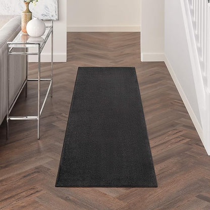Nourison Home Nourison Essentials Black 2' x 6' Area Rug - Easy Clean, Non Shedding, Bed Room, Living Room, Dining Room, Kitchen (6' Runner)