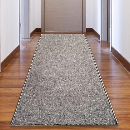 Custom Made Runner Rug Low Pile with Rubber Backing for Kitchen Foyer Hallway Entry Choose Your Length Size 31 Inch Wide Solid and Plain Grey Color (2 feet x 31 Inch)