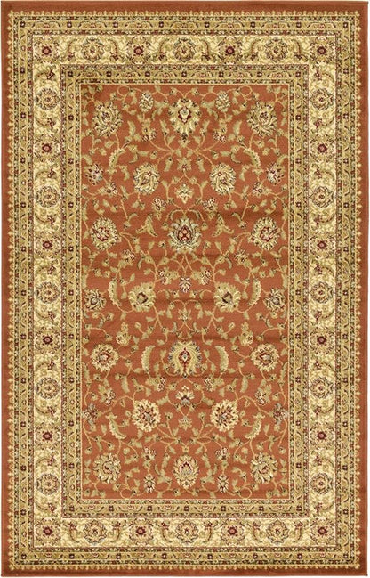 Unique Loom Voyage Collection Traditional Oriental Classic Intricate Design Area Rug (5' 0 x 8' 0 Rectangular, Terracotta/Ivory)