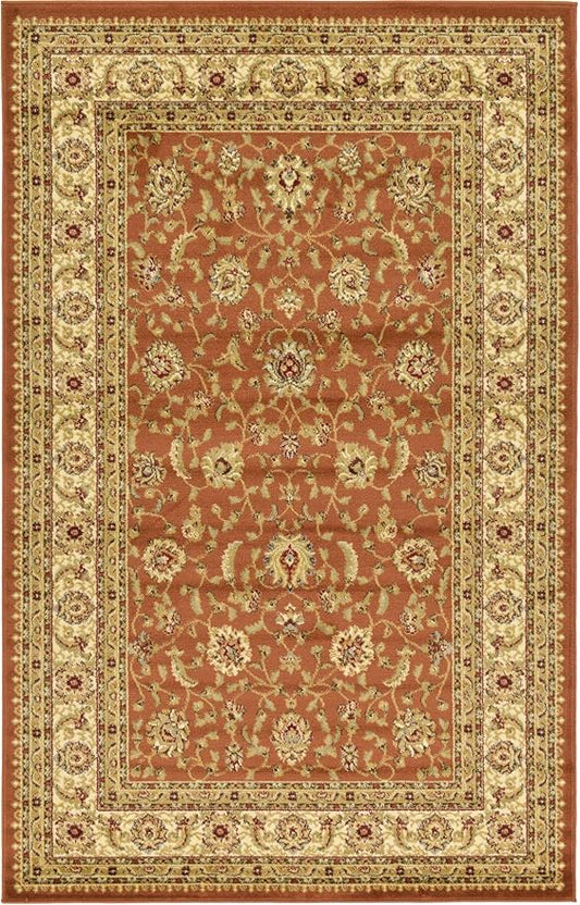 Unique Loom Voyage Collection Traditional Oriental Classic Intricate Design Area Rug (5' 0 x 8' 0 Rectangular, Terracotta/Ivory)